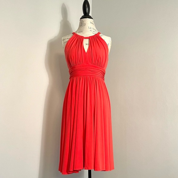 Suzy chin for maggy boutique dress orange midi beautiful US size 6 - Picture 3 of 7